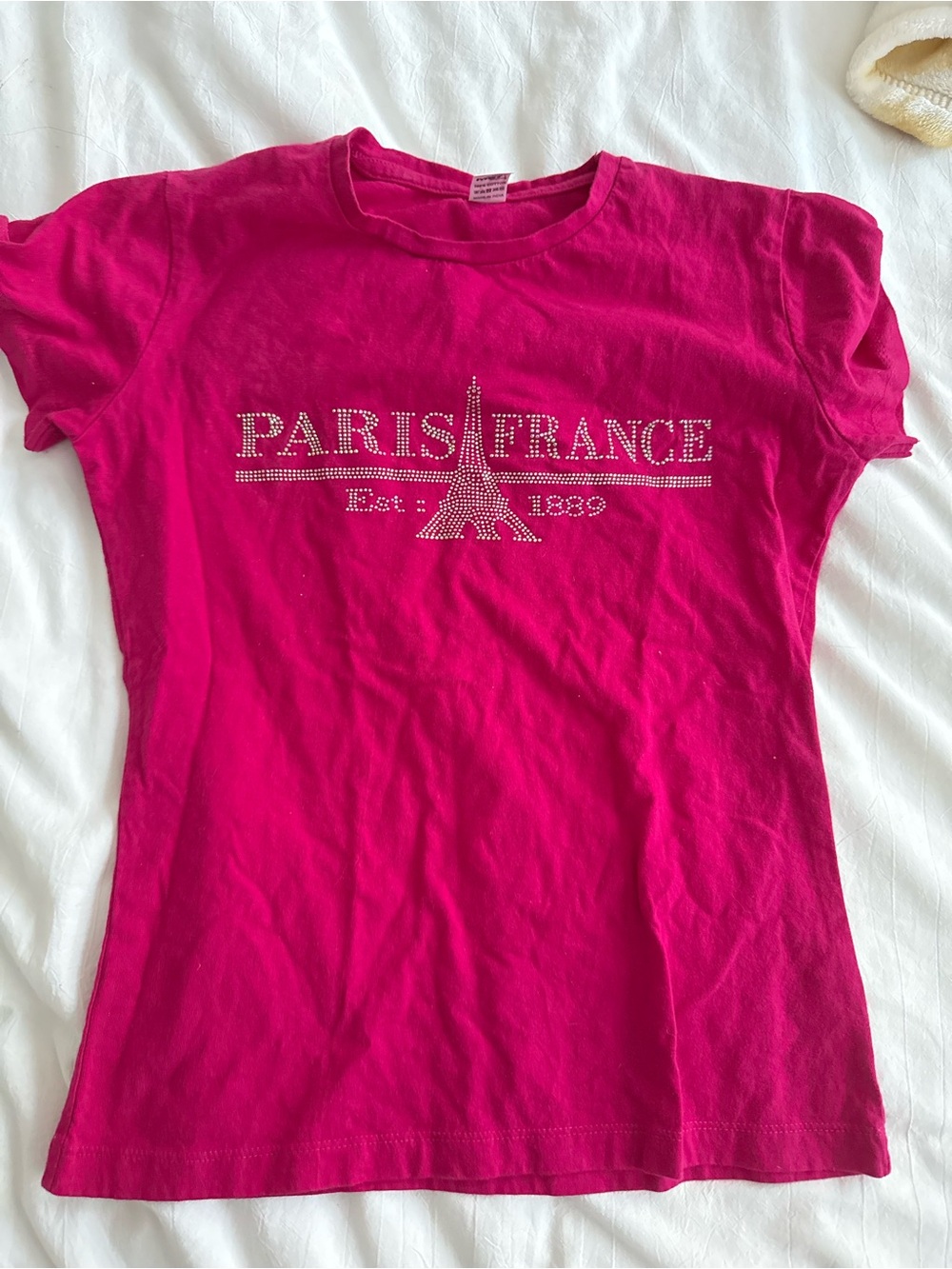 Women’s Pink Paris France Rhinestone Tee